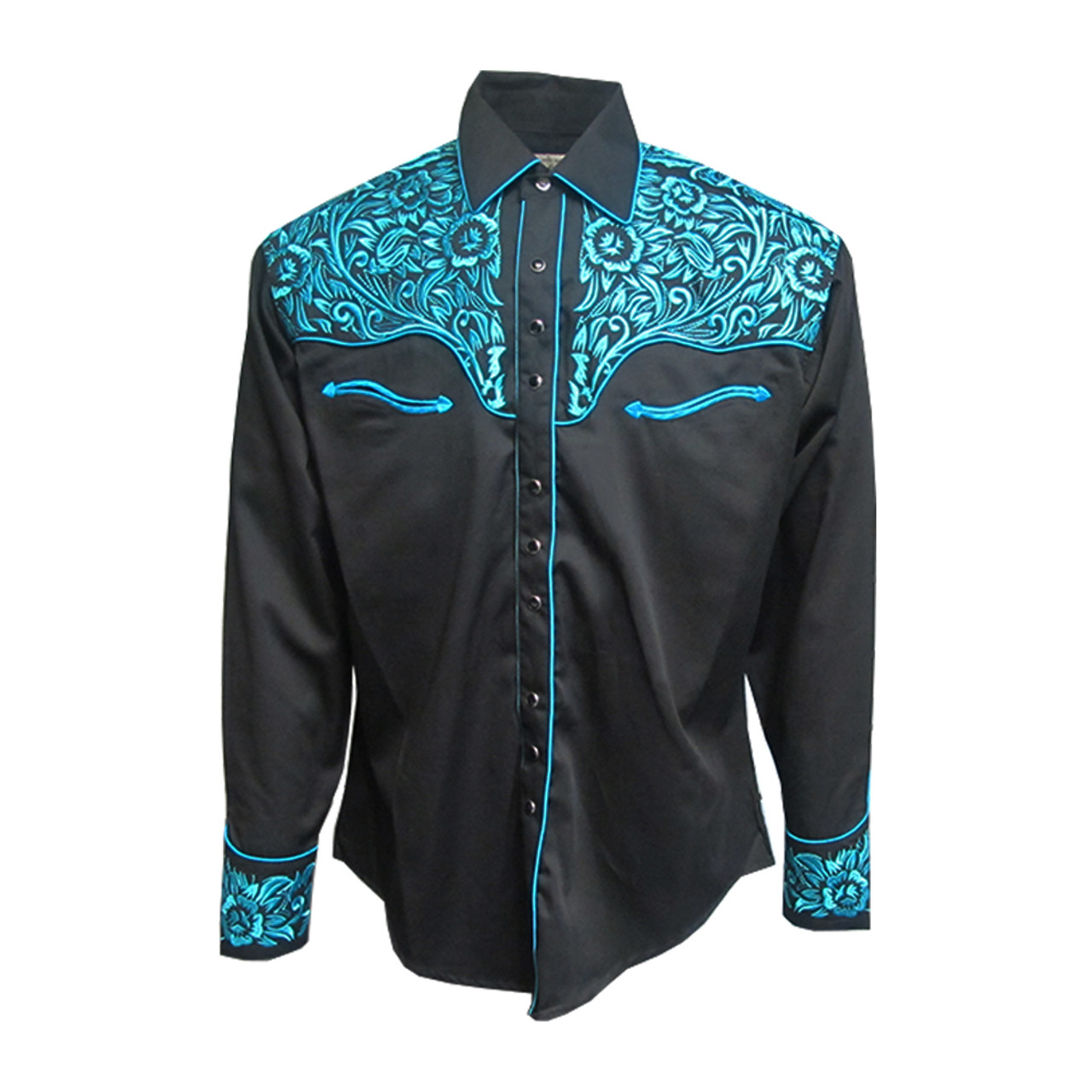 Rockmount Mens Western Tooling Ornate Cowboy Shirt - Retro Star